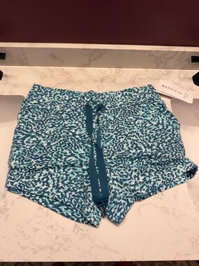 Athleta Teal and Light Blue Printed Athletic Shorts